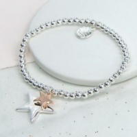 Silver & Rose Gold Plated Double Star Bracelet by Peace of Mind